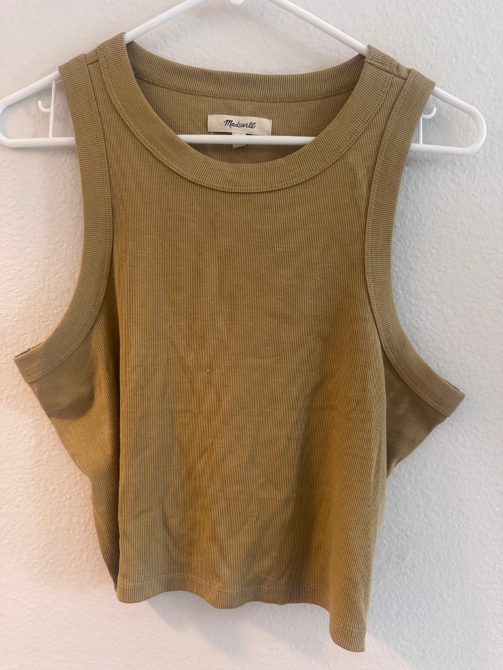 Madewell Women's Ribbed Tank Top in Olive, Size Large